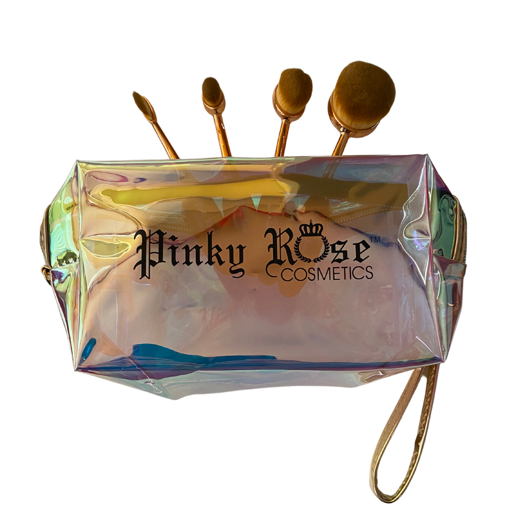 4pc Rose Gold Face Brush Set w/Cosmetic Bag