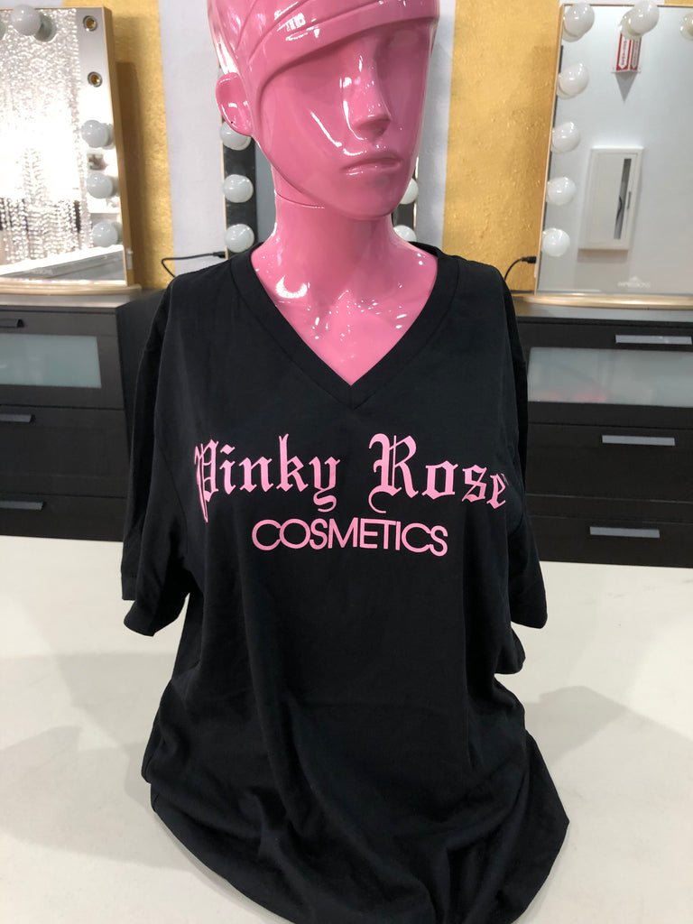 PINKY ROSE BLACK T-SHIRT WITH PINK LOGO